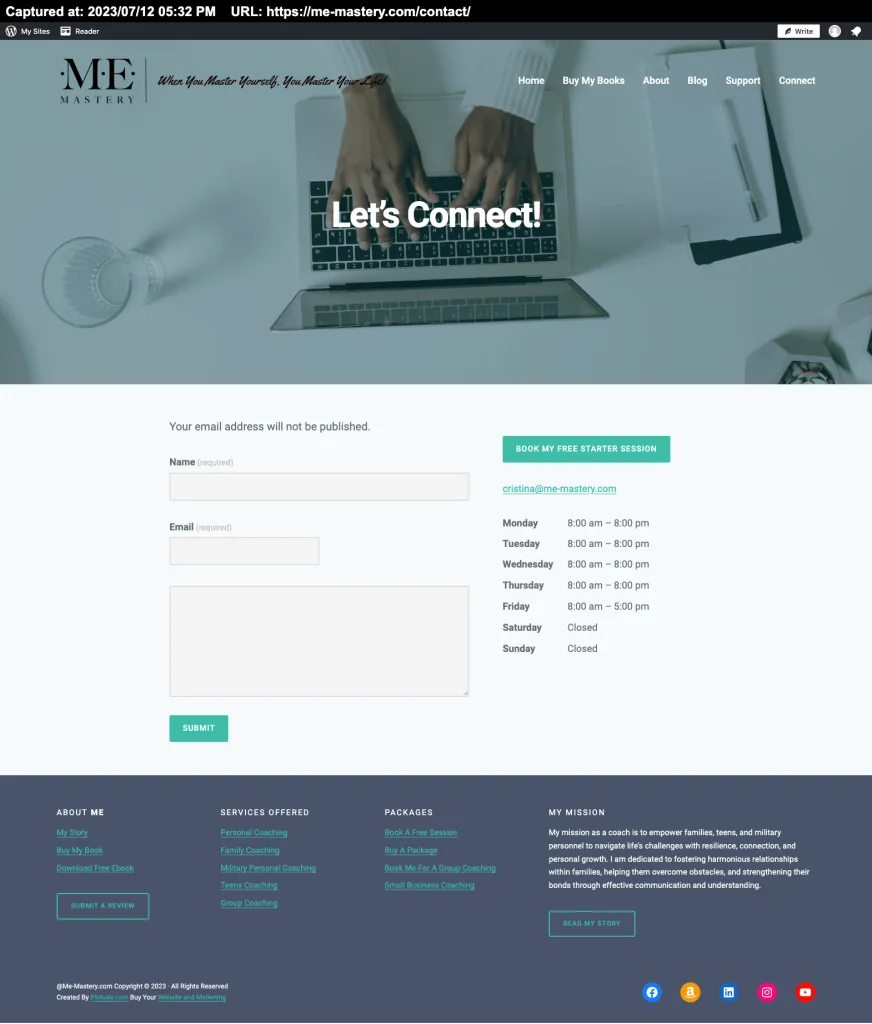 Cristina Cozzone — Life Coach Website