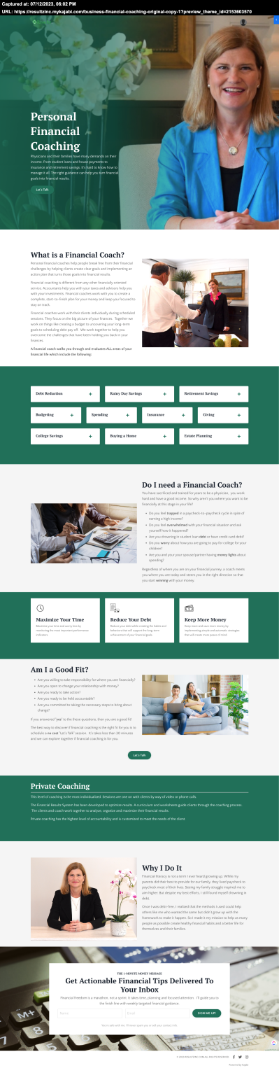 Personal Financial Coaching Website